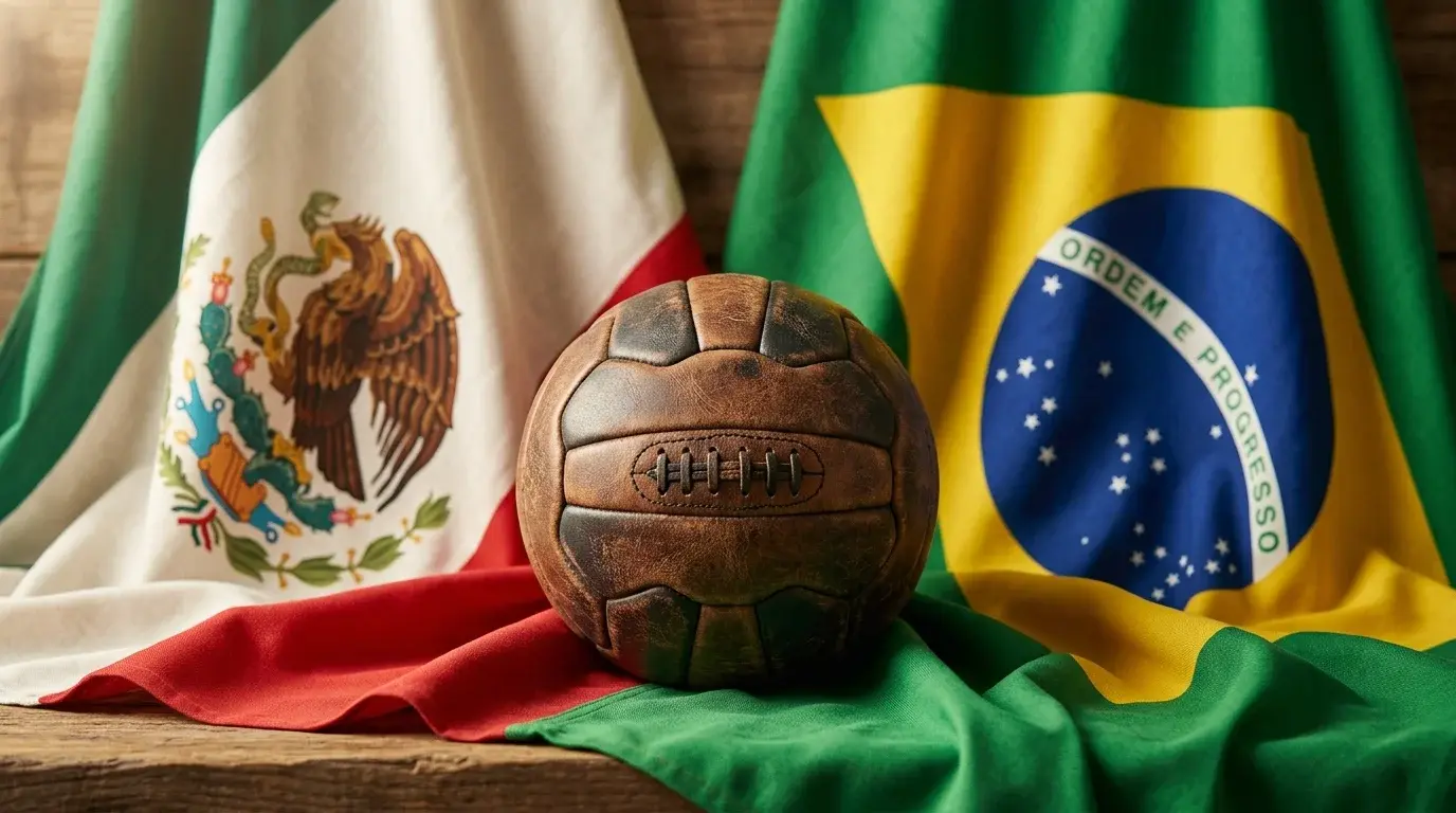 Apuestas en el Brasileirão desde Argentina - banderas de Argentina y Brasil con balón de fútbol