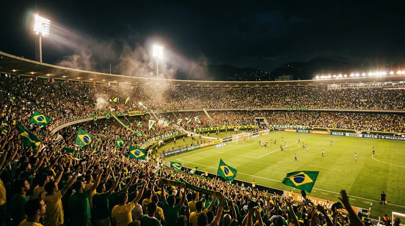 Apuestas en vivo durante un partido del Brasileirão - hinchada en el estadio