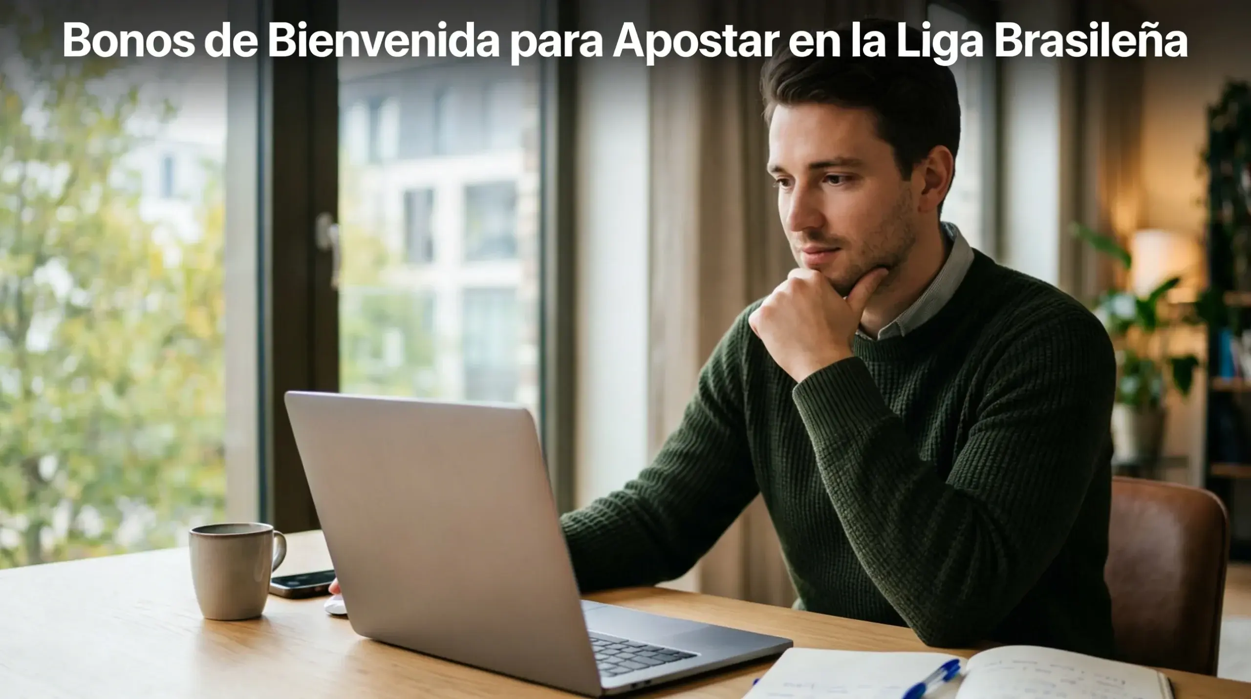 Bonos de bienvenida para apuestas en el Brasileirão - persona analizando ofertas promocionales