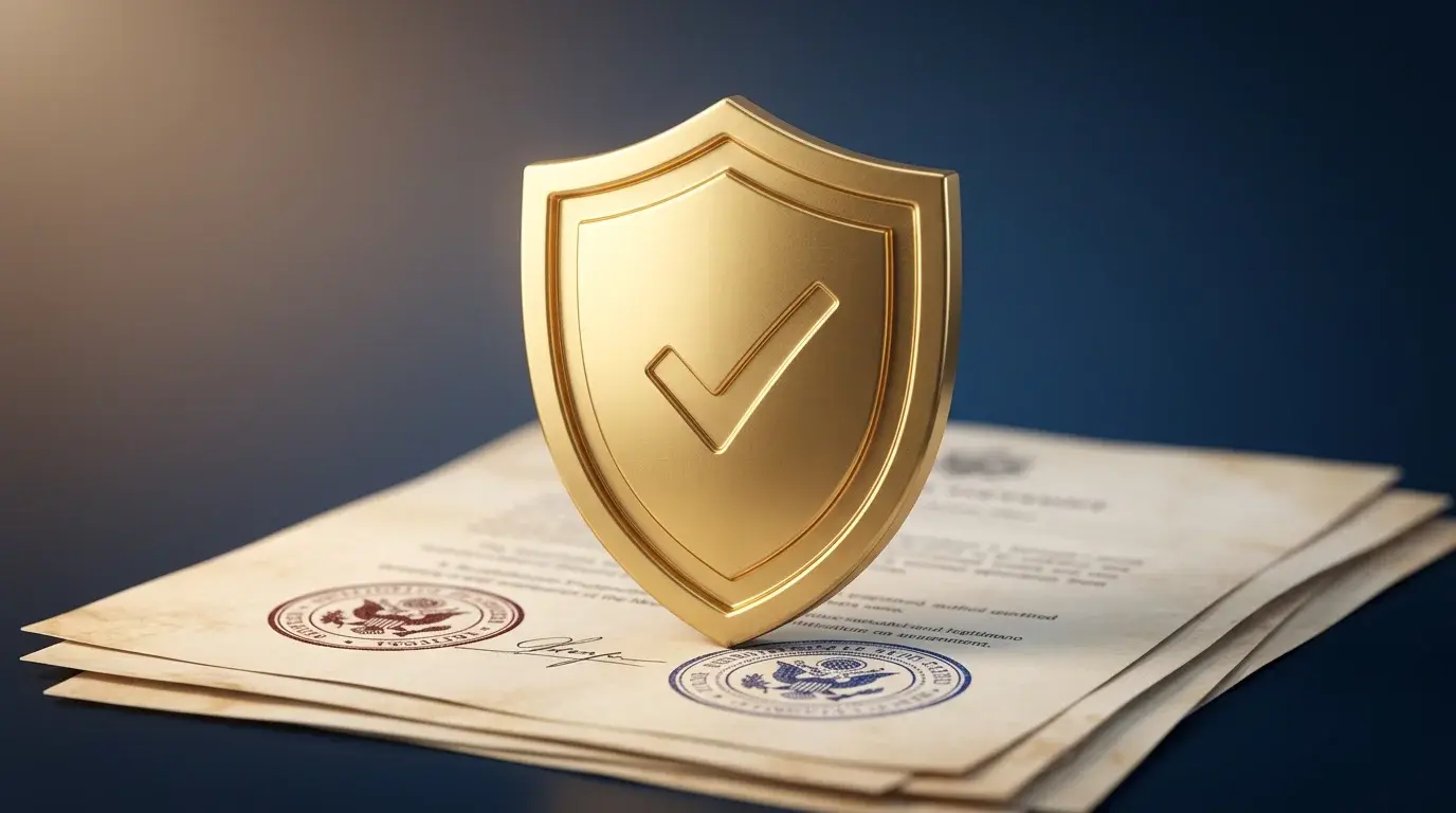 Verificación de seguridad de casa de apuestas en Brasil - escudo de protección y documento de licencia